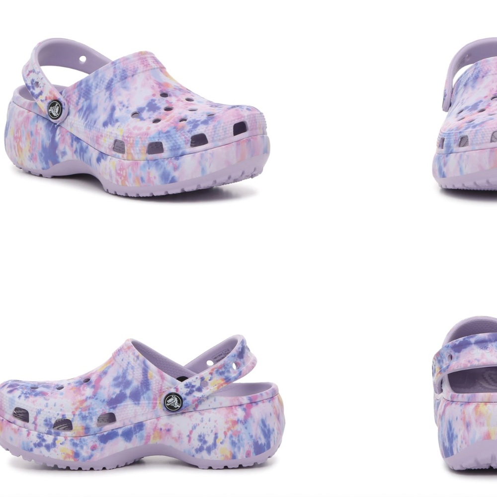 multicolored platform crocs
